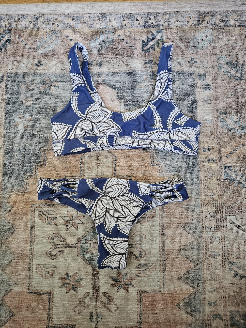 Aila Blue Navy Floral  Bikini Set